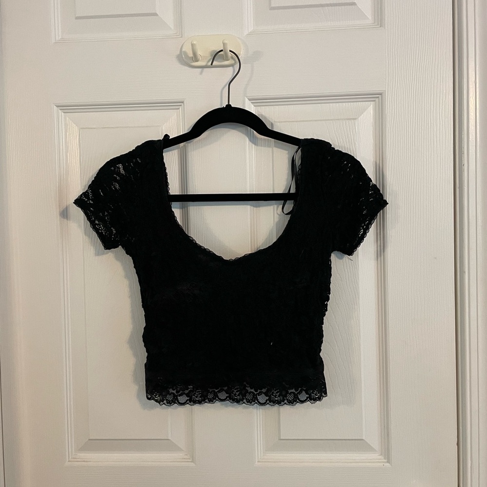Forever 21 Black Fitted Crop Top